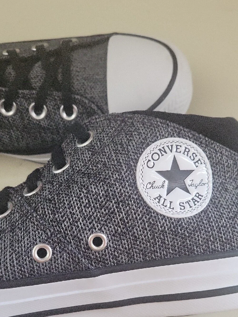 Converse Women's Marald Knit Gray and Black Mid-Top Sneakers